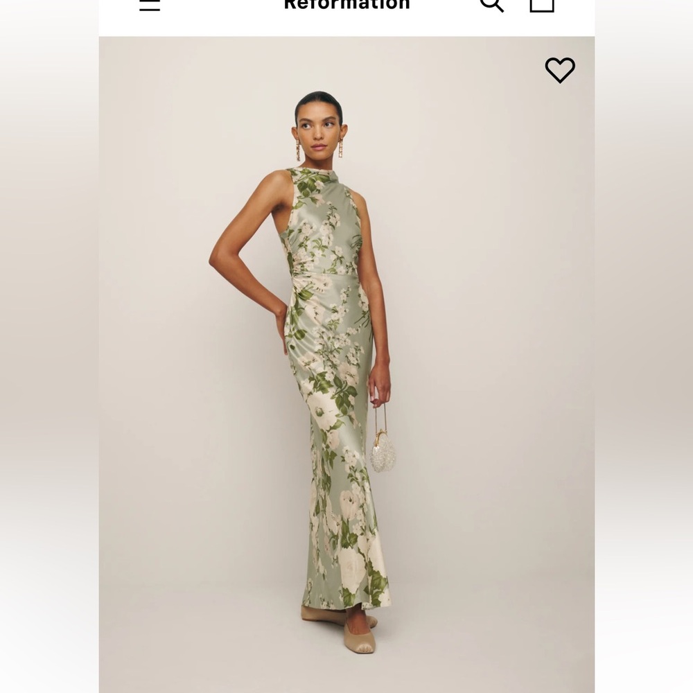 Reformation Anaiis silk dress in Tarragon size 6